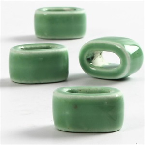 Keramik link, perler, grøn, flad